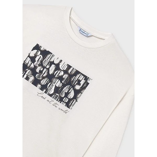MAYORAL LONG-SLEEVE T-SHIRT DESIGN BEIGE-PETROL