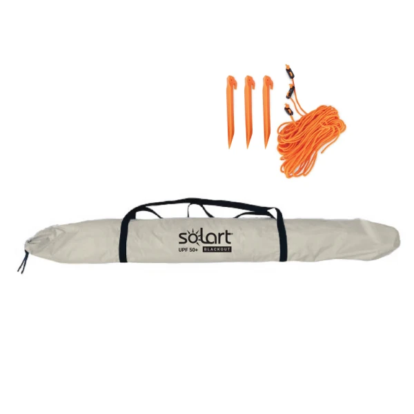 BEACH UMBRELLA 210/10 28/32mm WITHOUT TILT MECHANISM POLYESTER - BEIGE/ORANGE