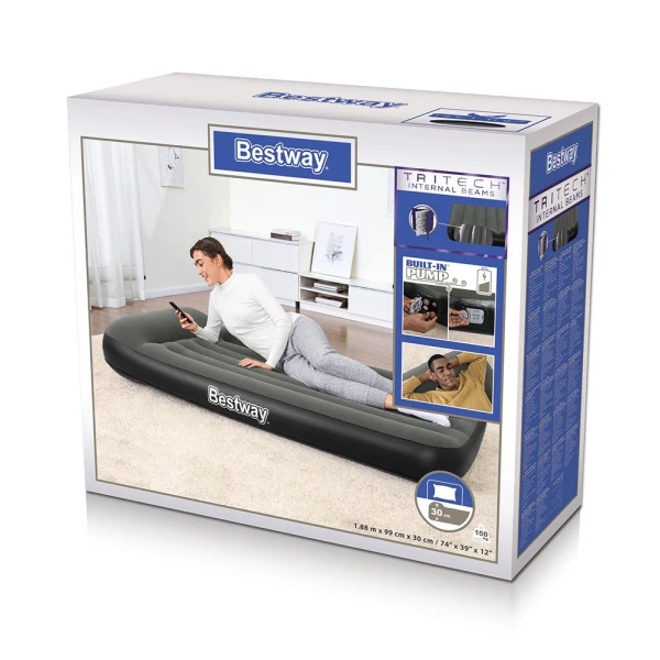 BESTWAY INFLATABLE AIRBED 188Χ99Χ30 cm BATTERY BUILT-IN PUMP