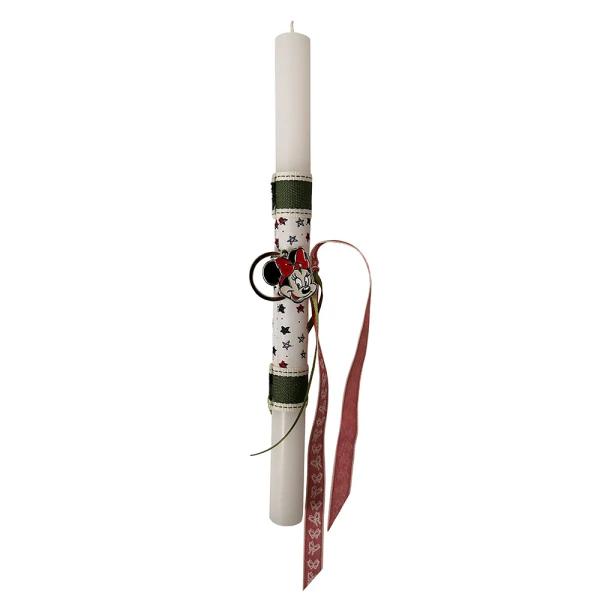 AROMATIC BEIGE CANDLE 30 cm WITH KEYRING SILVER-PLATED FACE MOUSE