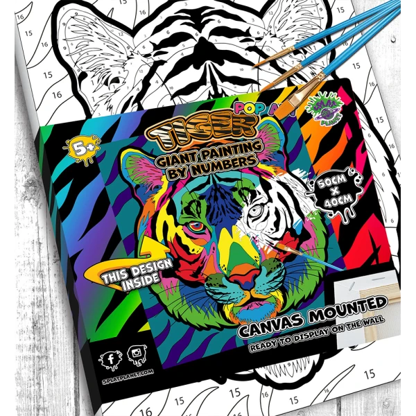 SPLAT PLANET PAINTING BY NUMBERS KIT ON FRAMED CANVAS 40X30 cm TIGER