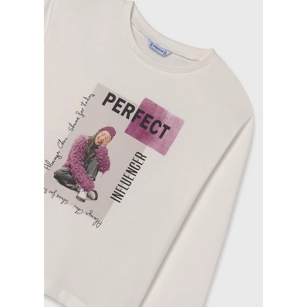 MAYORAL LONG SLEEVES BLOUSE PHOTOGRAPH IVORY-PURPLE