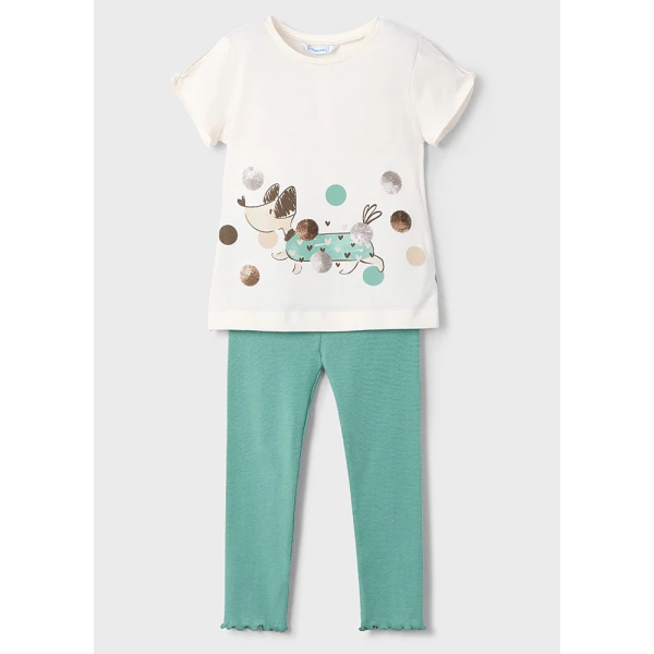 MAYORAL SET LEGGINGS PERFORATED MINT 