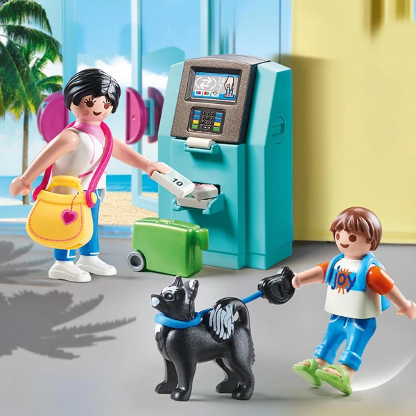 PLAYMOBIL FAMILY FUN HOTEL TOURISTS AT ATM