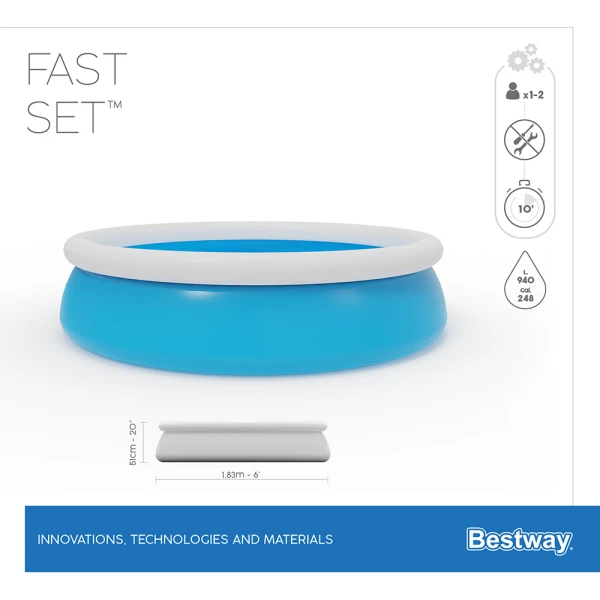 BESTWAY ΠΙΣΙΝΑ 183X51 cm FAST SET