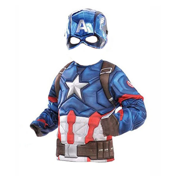 CARNIVAL COSTUME SET BLOUSE AND MASK CAPTAIN AMERICA 4-6 YEARS