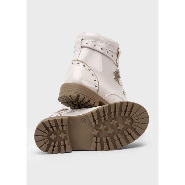 MAYORAL ANKLE BOOT BIKER PATENT LEATHER ECRU 