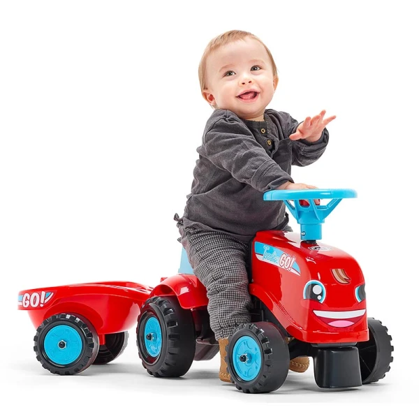 FALK GO RIDE-ON TRACTOR WITH TRAILER RED