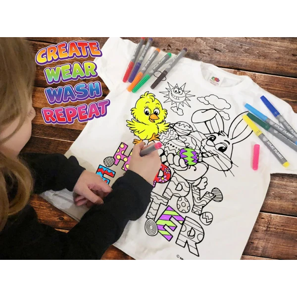 SPLAT PLANET WASHABLE COLOURING T-SHIRT EASTER WITH MARKERS (5-6 YEARS)