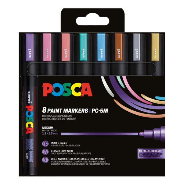 POSCA ΣΕΤ 8 ΜΑΡΚΑΔΟΡΟΙ PC-5M – METALLIC COLOR