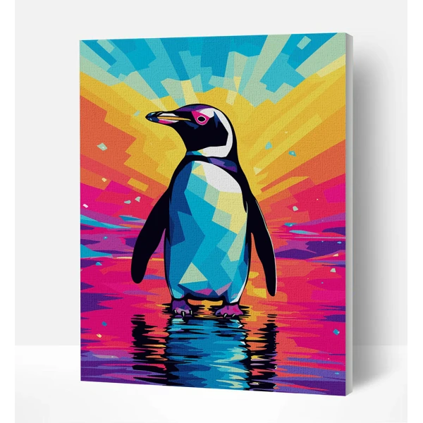 SPLAT PLANET PAINTING BY NUMBERS KIT ON FRAMED CANVAS 40X30 cm PENGUIN