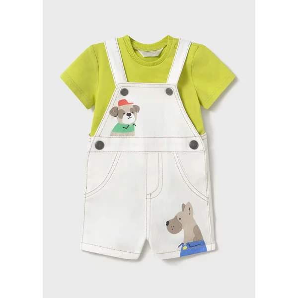 MAYORAL SET DUNGAREES WHITE-GREEN