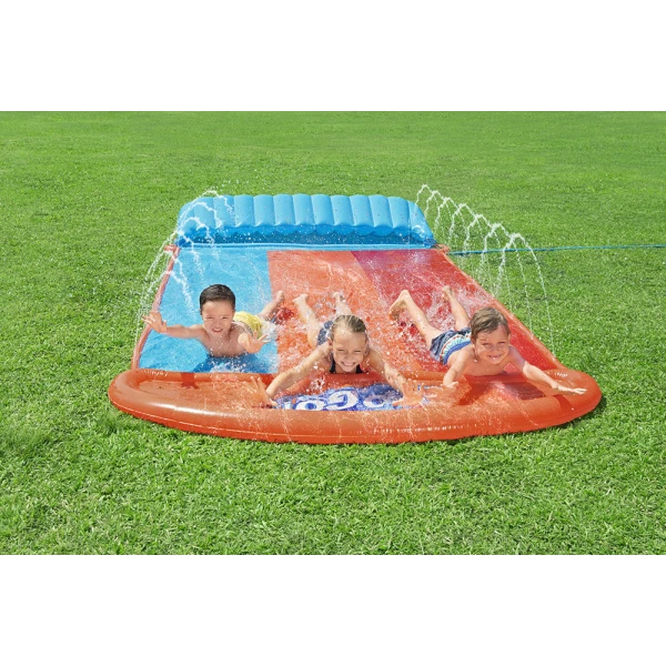 BESTWAY H2OGO! TRIPLE SLIDE 4.88m INFLATABLE GARDEN TSUNAMI SPLASH RAMP