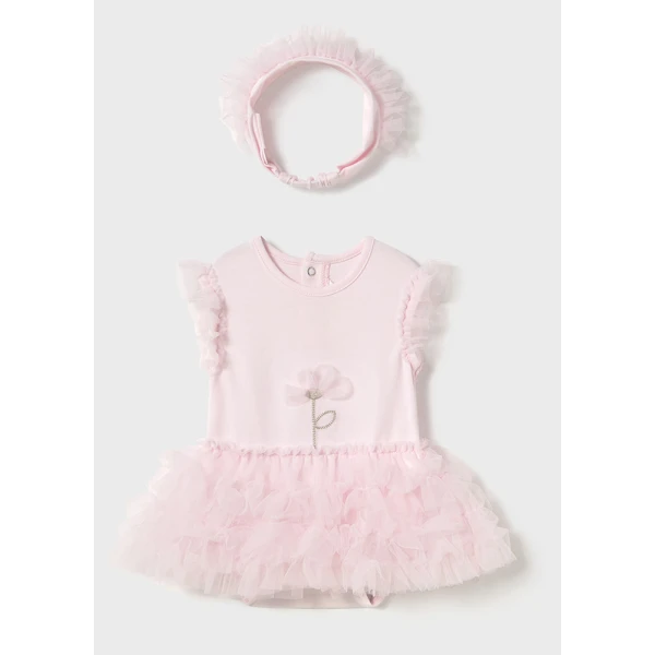 MAYORAL ONESIE TULLE WITH HEADBAND PINK 