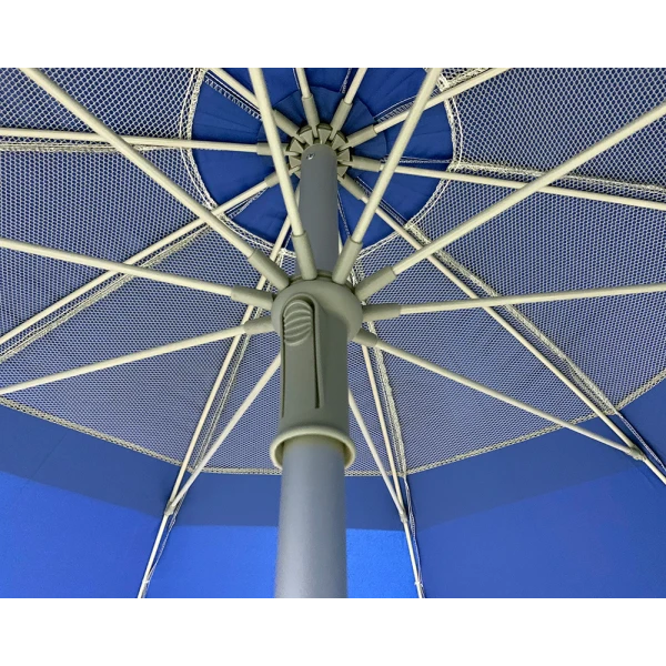 SOLART SUN UMBRELLA 220/10 XL, ALUMINUM FRAME, WINDPROOF - BLUE