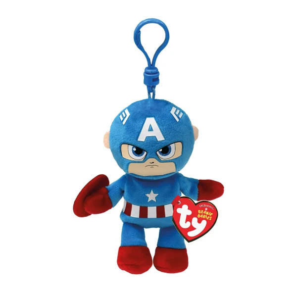 TY BEANIE BABIES FLUFFY 8,5 cm WITH CLIP - CAPTAIN AMERICA