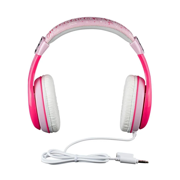 EKIDS BARBIE HEADPHONES WITH CABLE (WHITE-PINK)