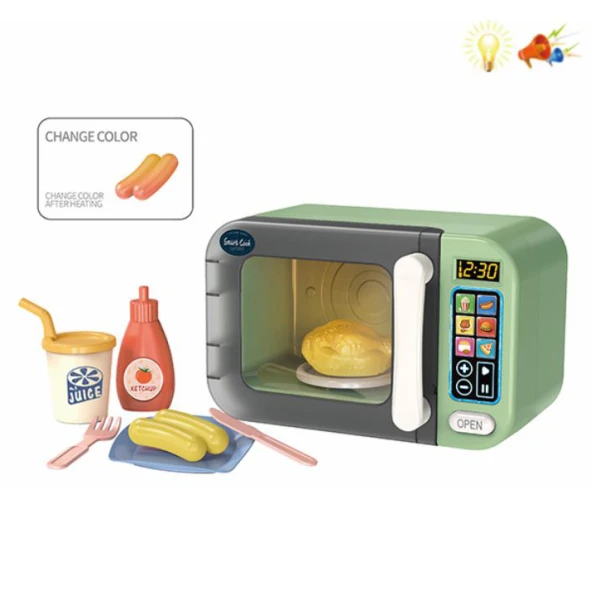 KITCHEN SET ELECTRONIC MICROWAVE OVEN WITH SOUNDS, LIGHTS TOUCH BUTTONS