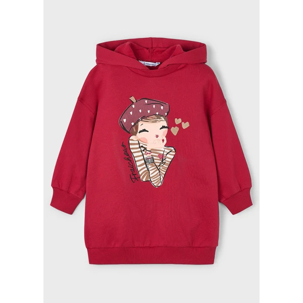 MAYORAL DRESS SWEATSHIRT HOOD RED 