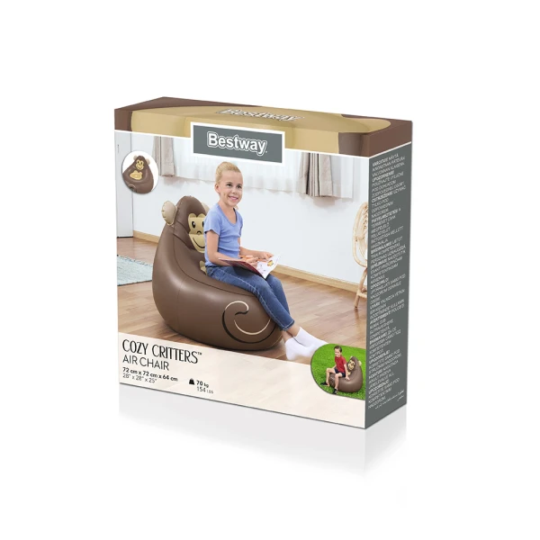 BESTWAY CHILDREN INFLATABLE CHAIR 72X72X64 cm  COZY CRITTERS - MONKEY