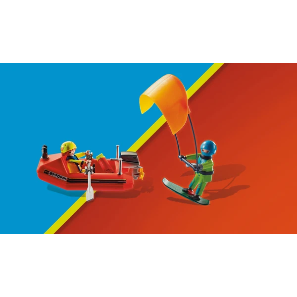 PLAYMOBIL CITY ACTION ΕΠΙΧΕΙΡΗΣΗ ΔΙΑΣΩΣΗΣ KITESURFER ΜΕ ΣΚΑΦΟΣ