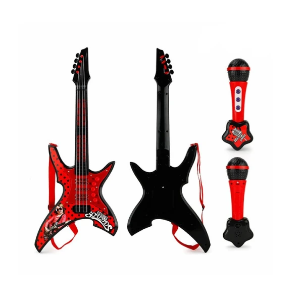 RED GUITAR WITH MICROPHONE MUSIC AND LIGHTS