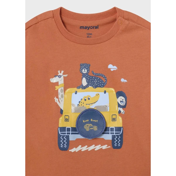MAYORAL SHORT SLEEVES BLOUSE PLAY CAR SOFT ORANGE
