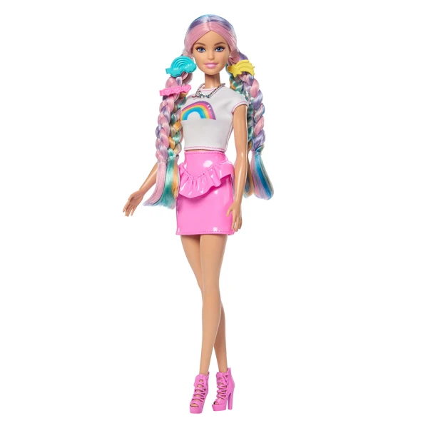 BARBIE ΚΟΥΚΛΑ ΠΟΛΥΧΡΩΜΑ ΜΑΛΛΙΑ ΜΕ ΓΚΛΙΤΕΡ