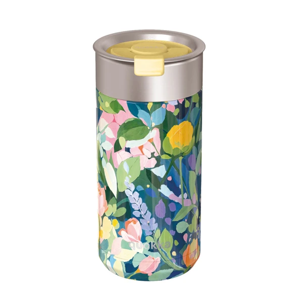 QUOKKA THERMAL STAINLESS STEEL COFFEE TUMBLER 400ml BOOST - FLORAL PARTY