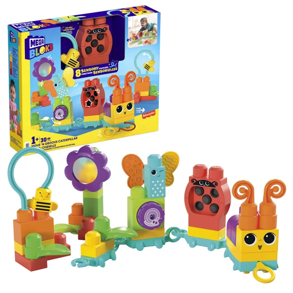 MEGA BLOKS MOVE \'N GROOVE CATERPILLAR 30 pcs