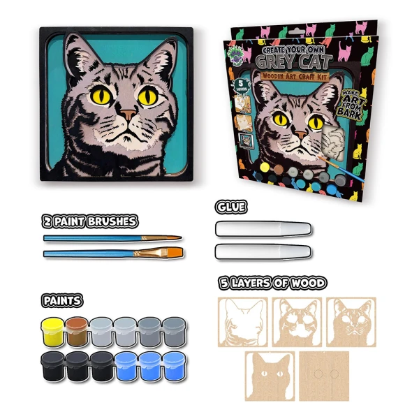 SPLAT PLANET ΞΥΛΙΝΟ ΣΕΤ ΖΩΓΡΑΦΙΚΗΣ GREY CAT