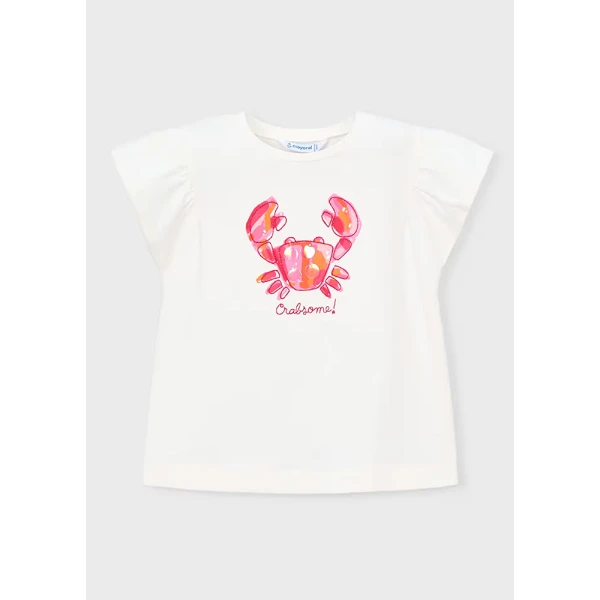 MAYORAL BLOUSE SHORT SLEEVES ECRU-ROSE