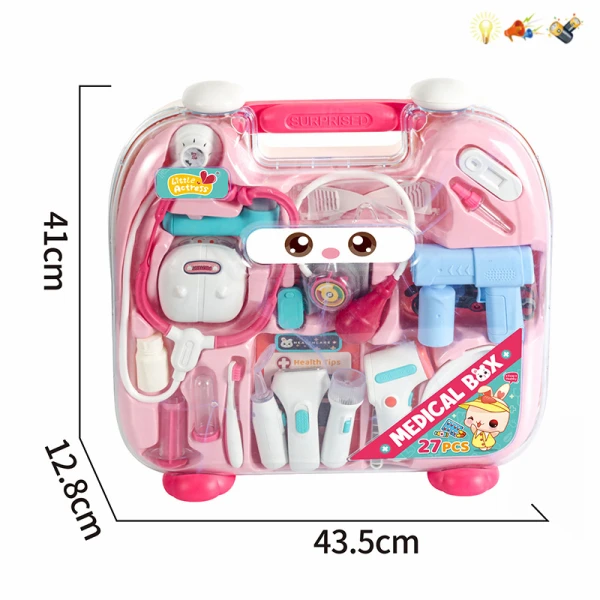 DOCTOR\'S SET ΙΝ CARRYING CASE PINK WITH LIGHTS AND SOUNDS
