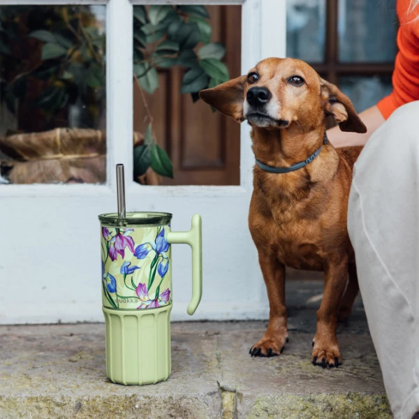 QUOKKA STAINLESS STEEL RAMBLER MUG WITH SILICONE BASE 720ml - GREEN TEA