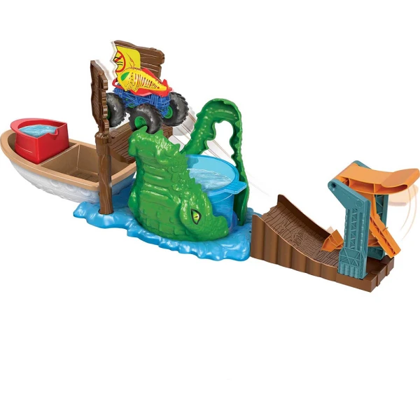 HOT WHEELS MONSTER TRUCKS ΣΕΤ ΠΑΙΧΝΙΔΙΟΥ ΧΡΩΜΟΚΕΡΑΥΝΩΝ ΜΕ ΚΡΟΚΟΔΕΙΛΟ