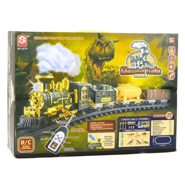 REMOTE CONTROLLED TRAIN WITH DINOSAURS SMOKE LIGHTS & SOUNDS 27MHz