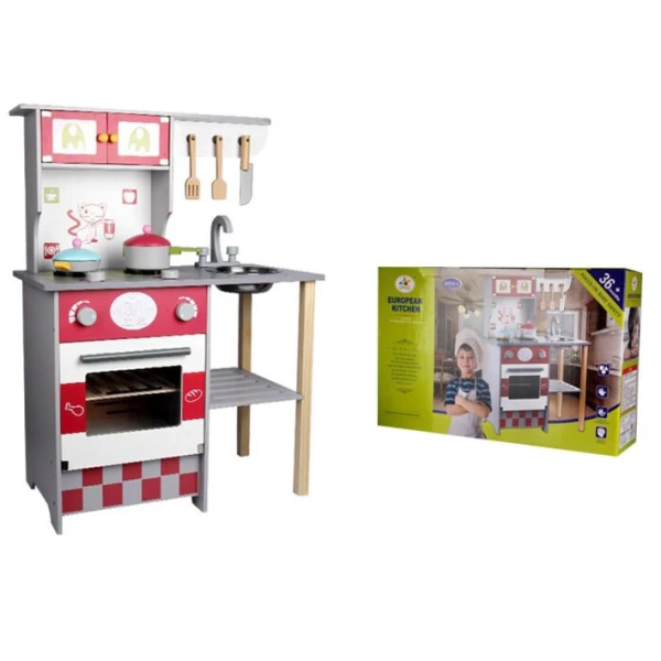 WOODEN KITCHEN WITH SINK AND OVEN