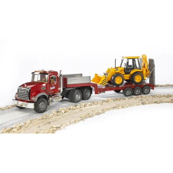 BRUDER MACK GRANITE TRUCK LOW LOADER+JCB 4CX