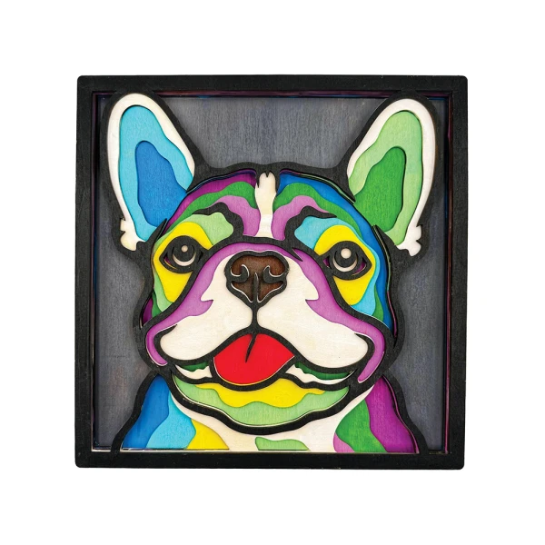 SPLAT PLANET WOODEN 3D PAINTING CONSTRUCTION FRENCH BULLDOG