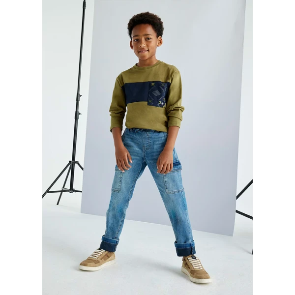 MAYORAL TROUSERS DENIM JOGGER CARGO JEAN