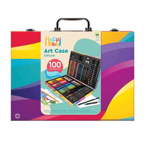 HAPPIHOBBI ΚΑΣΕΤΙΝΑ ΖΩΓΡΑΦΙΚΗΣ DELUXE RAINBOW ΜΕ 100 ΑΞΕΣΟΥΑΡ ΓΙΑ 3+ ΧΡΟΝΩΝ