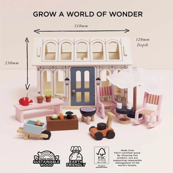 LE TOY VAN WOODEN CONSERVATORY PALYSET