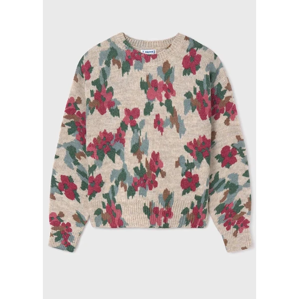MAYORAL JERSEY PRINTED FLOWERS STONE INTENSE