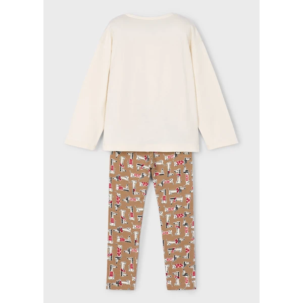 MAYORAL SET LEGGINGS PRINTED CAMEL-RED