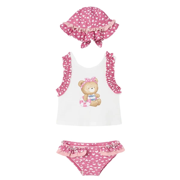 MAYORAL SET SWIMSUIT WITH HAT PINK