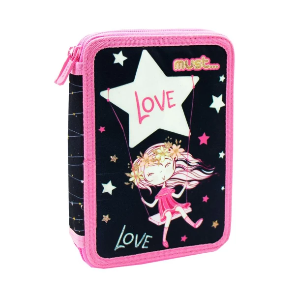 MUST DOUBLE FULL PENCIL CASE 15X5X21 cm STAR LOVE