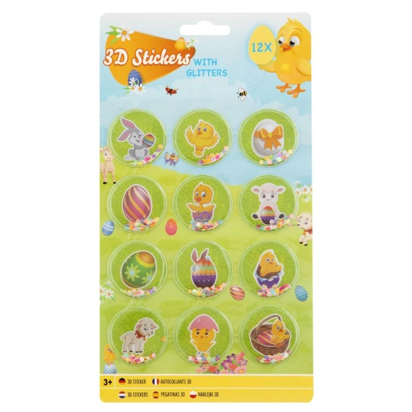 EASTER 3D STICKERS WITH GLITTER 12 pcs.