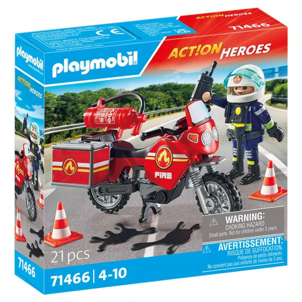 PLAYMOBIL CITY ACTION FIRE MOTORCYCLE & OIL SPILL INCIDENT