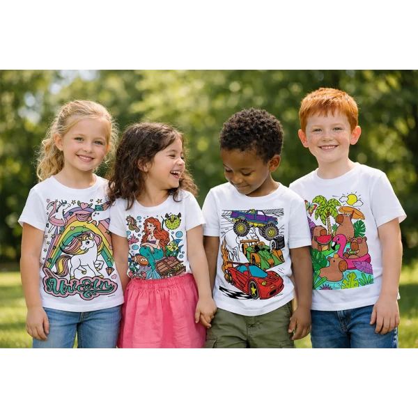SPLAT PLANET WASHABLE COLOURING T-SHIRT UNICORN WITH MARKERS (3-4 YEARS)