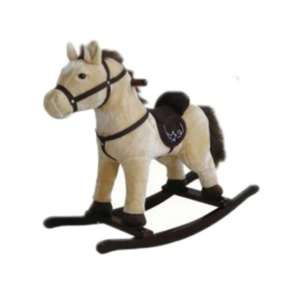 BEIGE WOODEN ROCKING HORSE